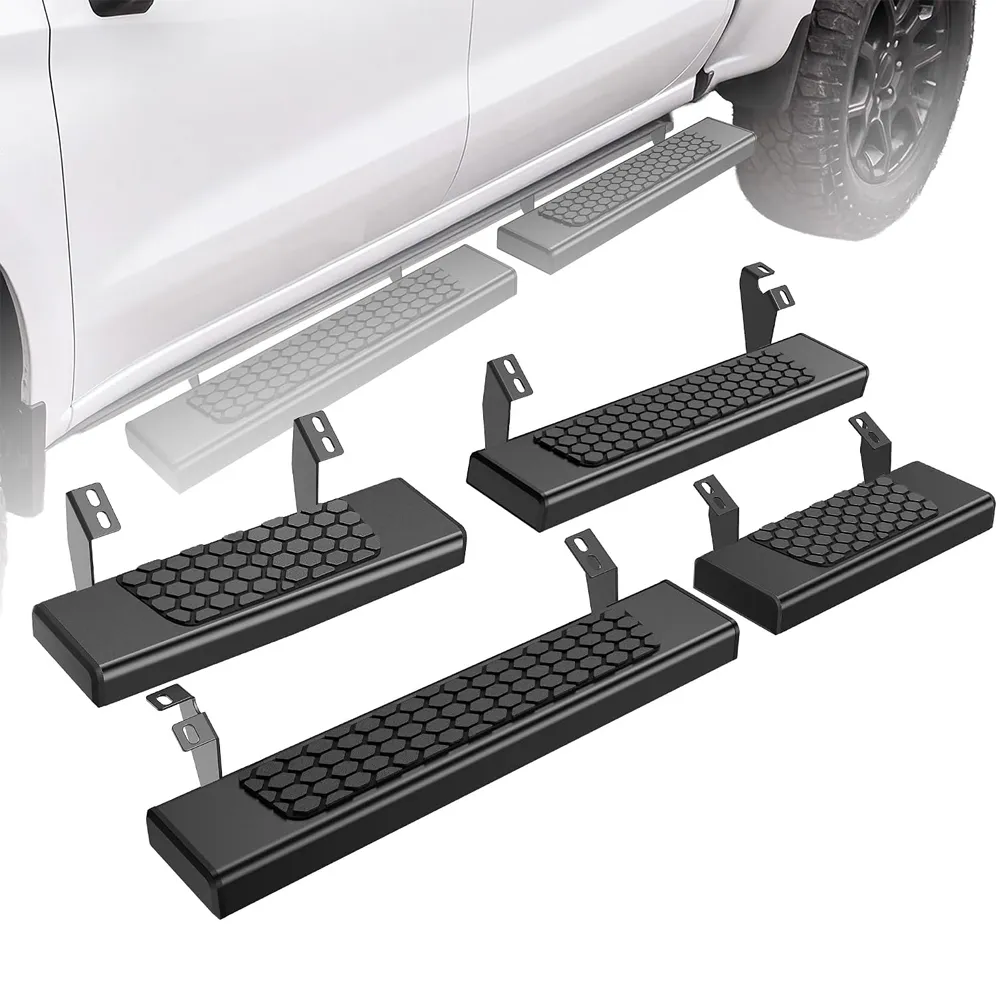 YITAMOTOR Split Drop Running Boards for 2024-2026 Toyota Tacoma Crew/Double Cab, Textured Black