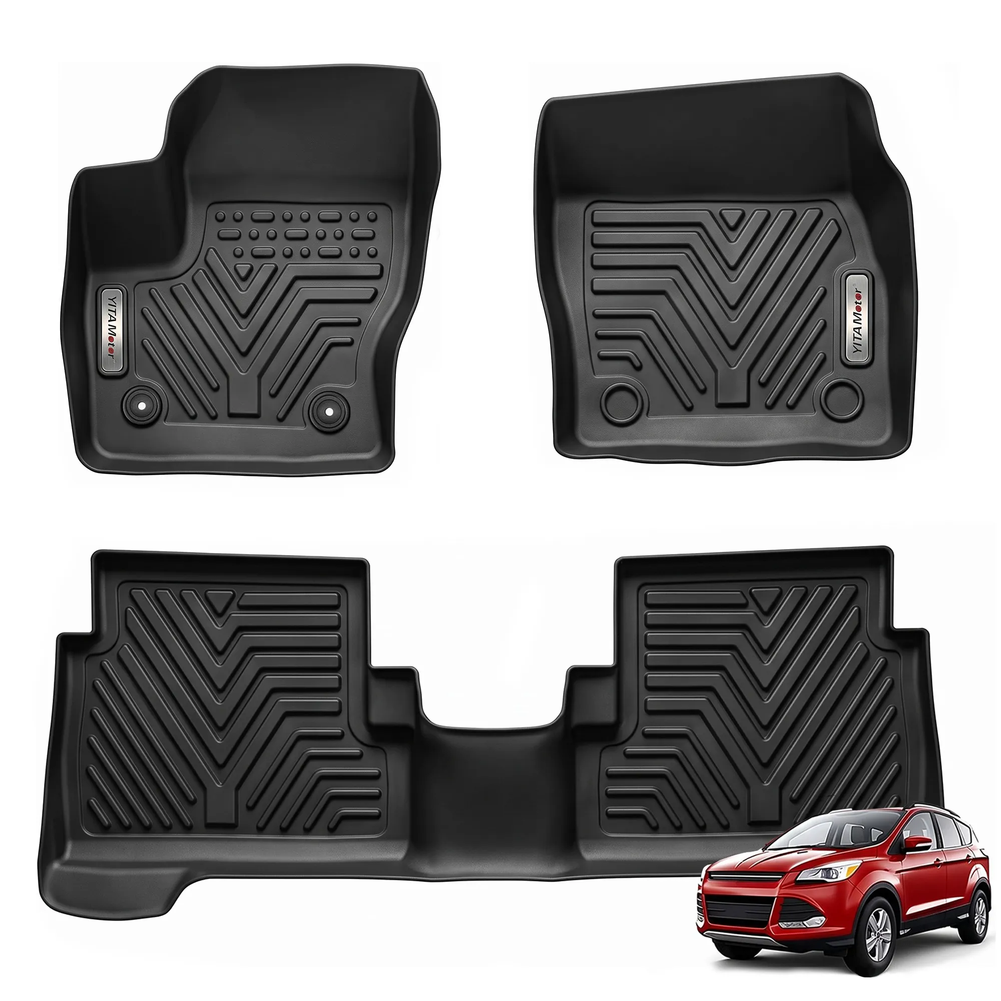 YITAMOTOR Floor Mats for Ford Escape & C-Max 2013-2019 All Weather TPE