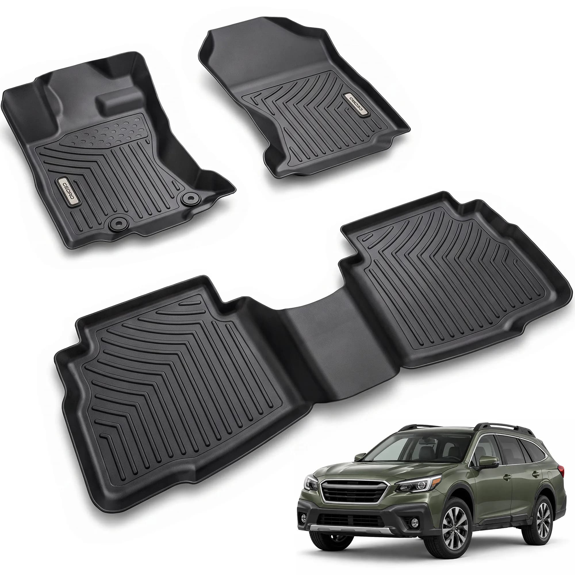 OEDRO® Floor Mats for 2020-2025 Subaru Legacy/Outback, Unique Black TPE All-Weather Guard Full Floor Liners Set