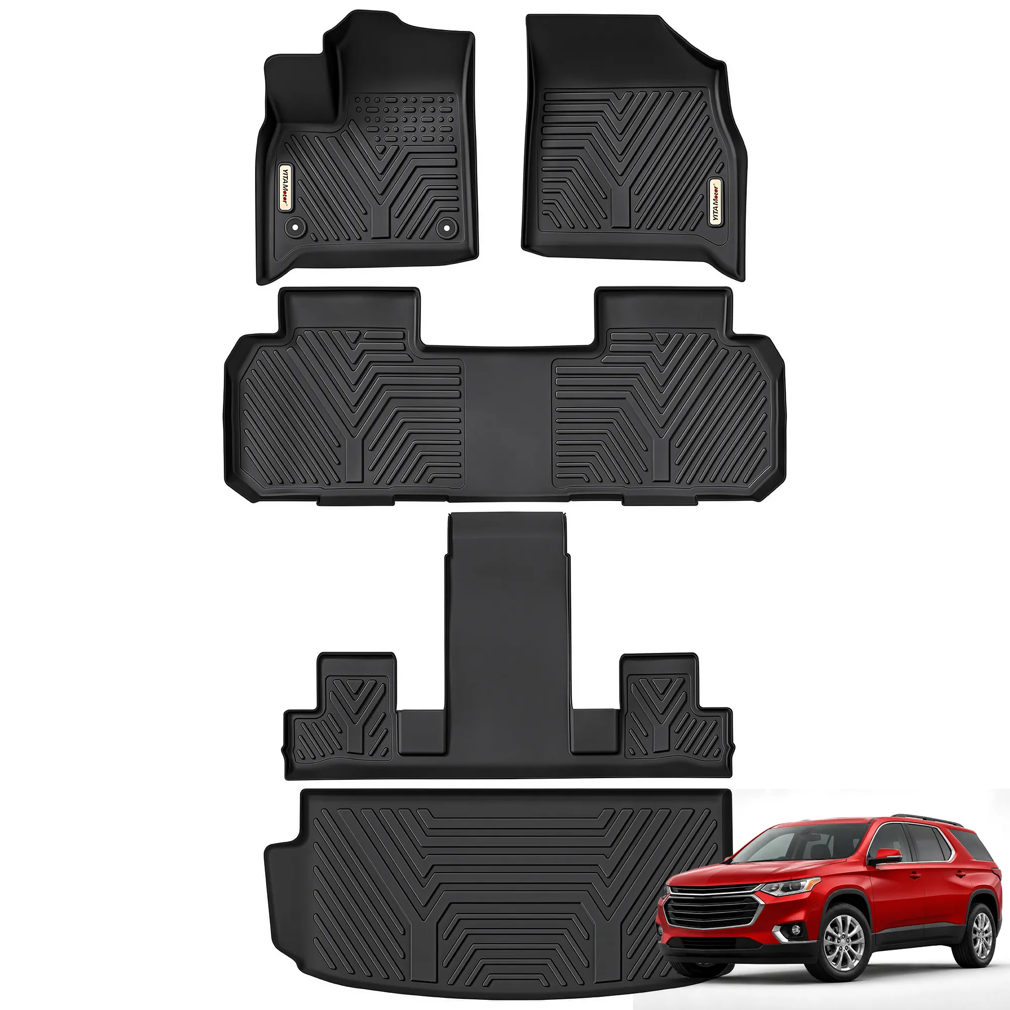 YITAMOTOR Floor Mats & Cargo Liner for Chevy Traverse 2018-2023 7-Passenger