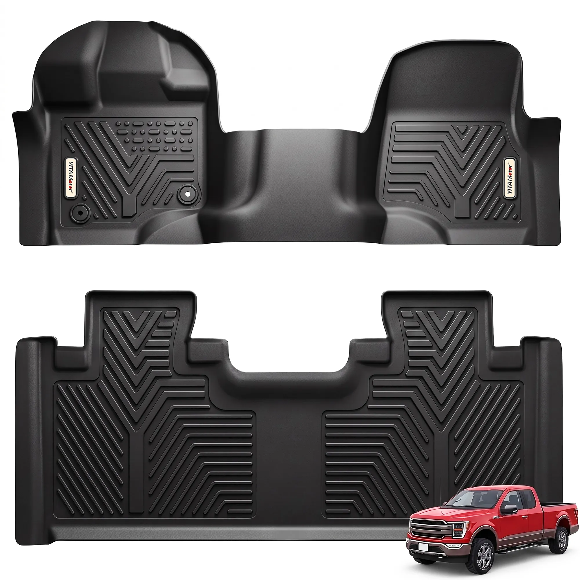 YITAMOTOR Floor Mats for 2015-2026 Ford F-150 Super Cab | TPE All Weather Floor Liners