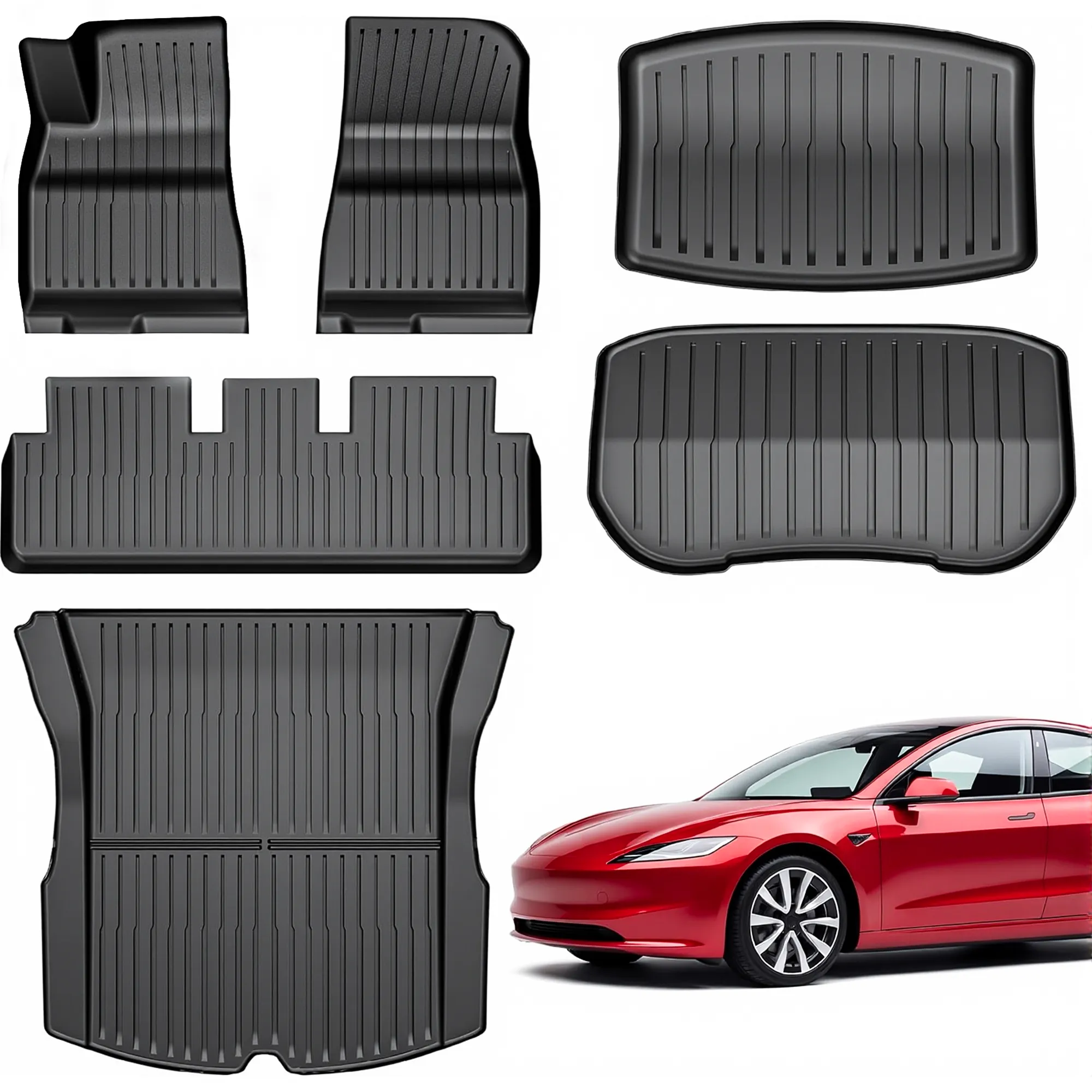 YITAMOTOR Floor Mats for 2024-2026 Tesla Model 3 Highland | TPE All Weather Floor Liners & Cargo Mat