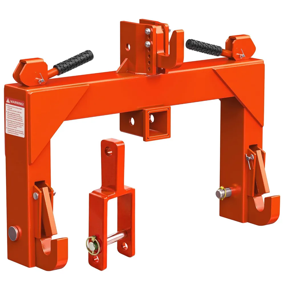 YITAMOTOR 3 Point Quick Hitch Adapter for Category 1 Tractors, 3000 LBS 3-Pt Trailer Hitch with 2" Receiver, 5-Position Adjustable Hook, Orange