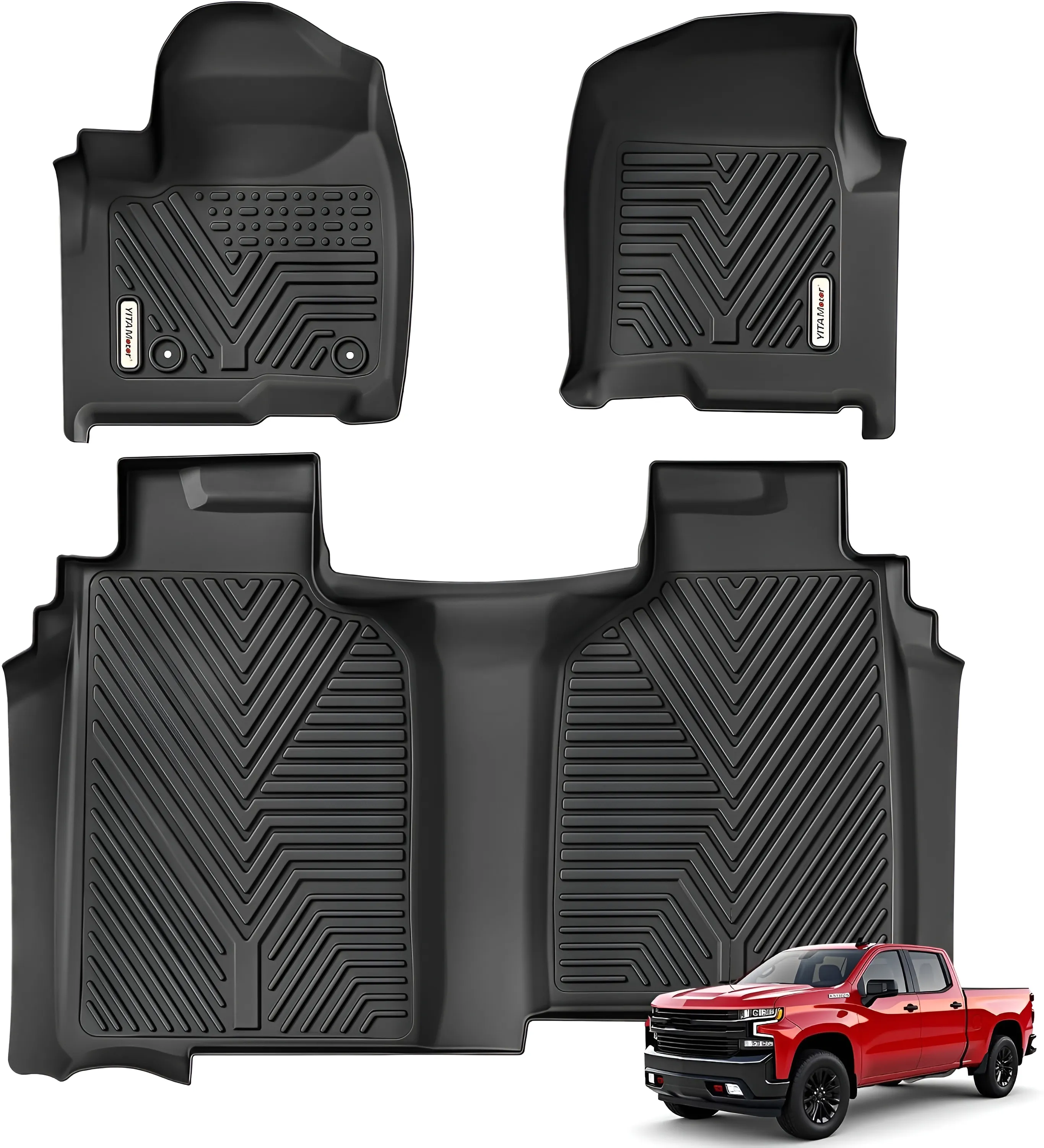 YITAMOTOR Floor Mats for Chevy Silverado GMC Sierra Crew Cab 2019-2026