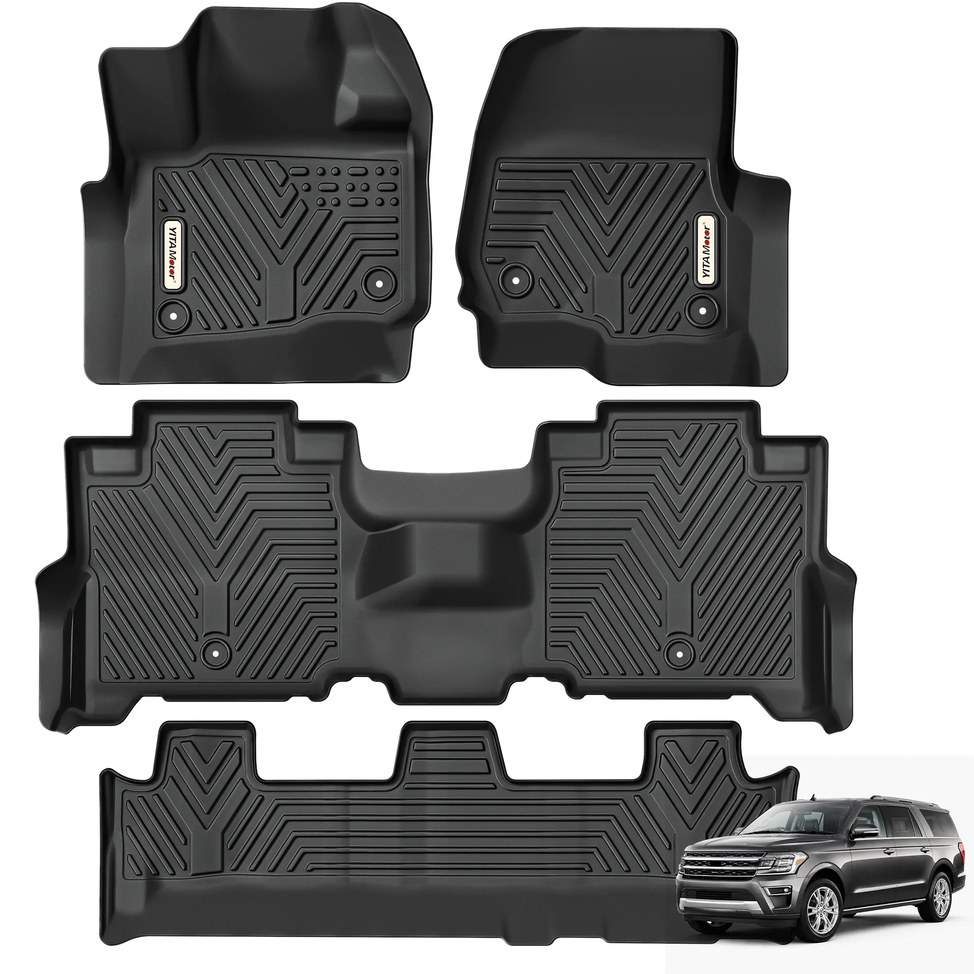 YITAMOTOR Floor Mats for 2018-2025 Ford Expedition & Expedition Max | TPE All Weather Floor Liners