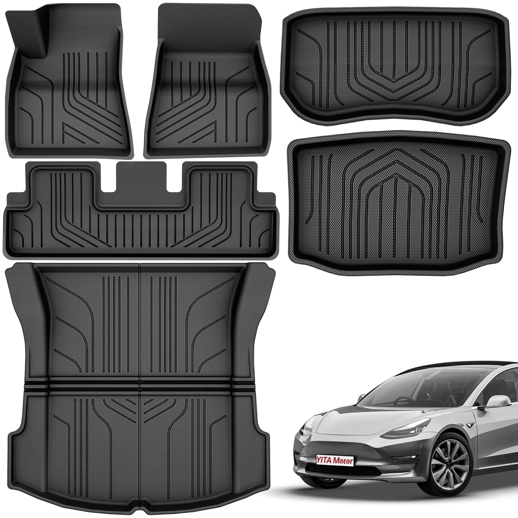 YITAMOTOR Floor Mats & Cargo Liners for Tesla Model 3 2020-2023 All Weather