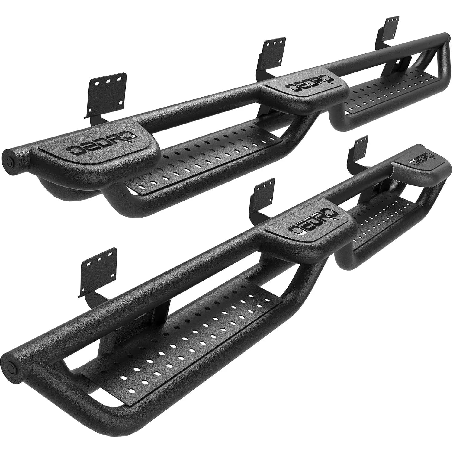 OEDRO Running Boards Compatible with 2019–2026 RAM 1500 New Body Crew Cab Two Raised Steps, Side Step Bars Carbon Steel Construction