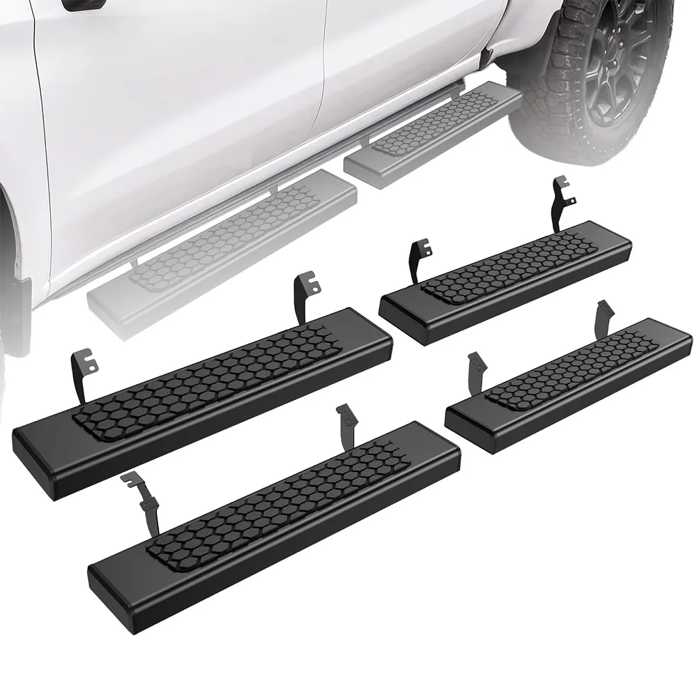 YITAMOTOR Split Drop Running Boards for 2022-2026 Toyota Tundra CrewMax Cab, Textured Black Stainless Steel