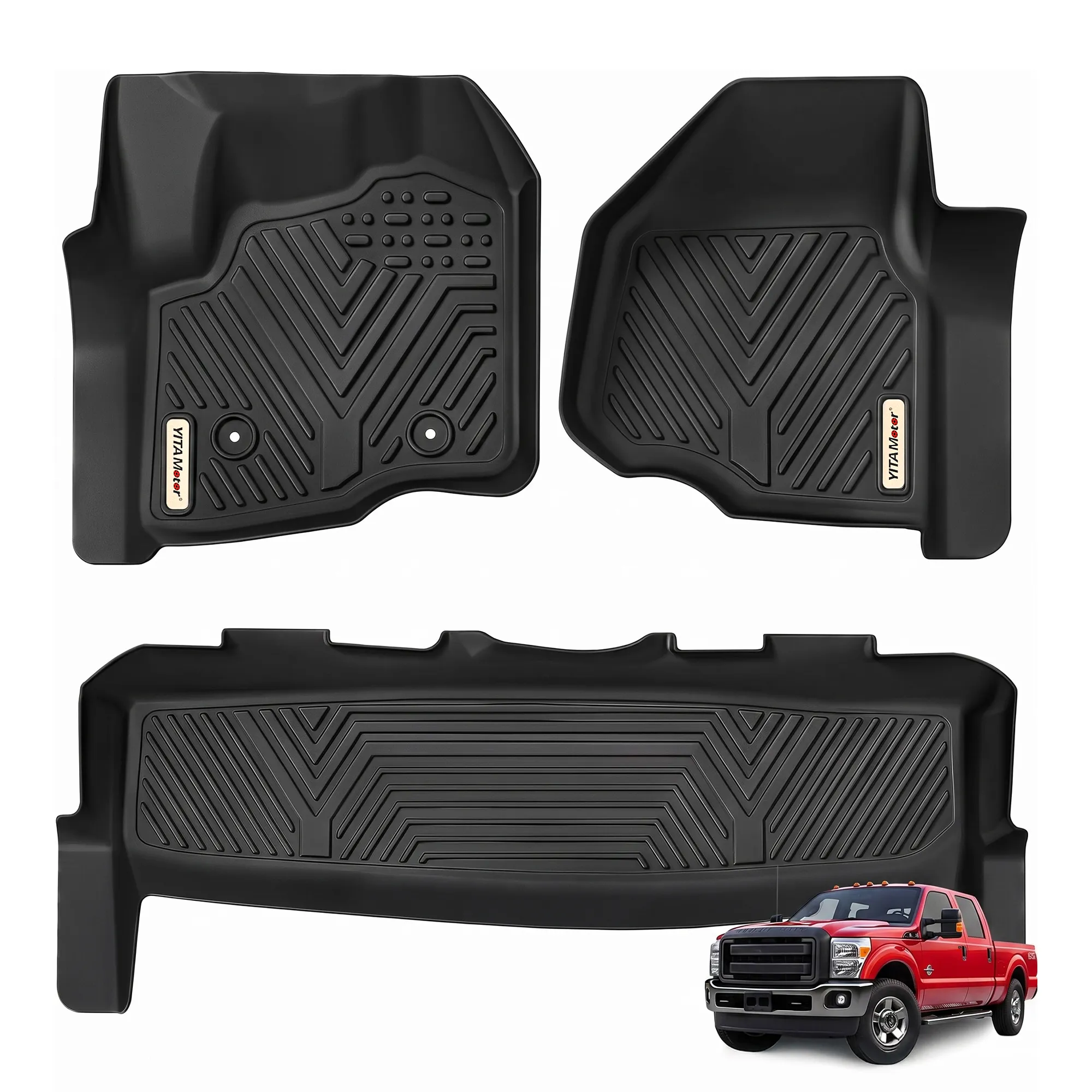 YITAMOTOR Floor Mats for 2012-2016 Ford F250 F350 F450 Super Duty | TPE All Weather Floor Liners