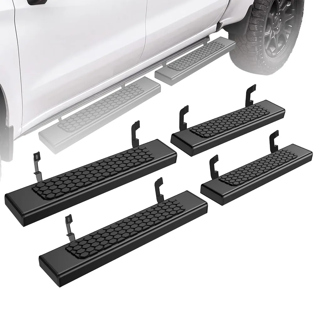 YITAMOTOR Split Drop Running Boards for 2019-2026 Chevy Silverado/GMC Sierra 1500 & 2020-2026 2500HD/3500HD Crew Cab, Black