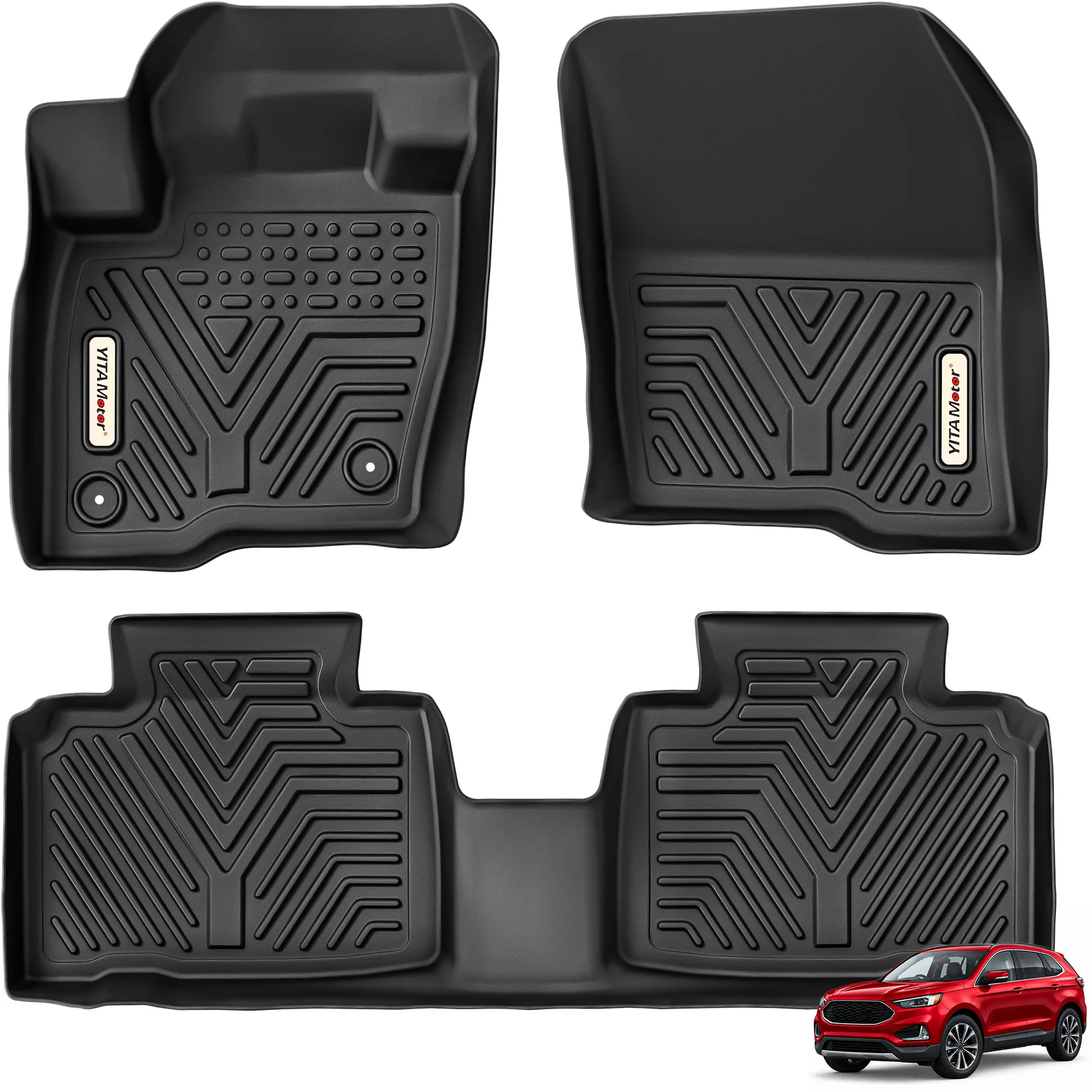 YITAMOTOR Floor Mats for Ford Edge 2015-2024 All Weather TPE Floor Liners