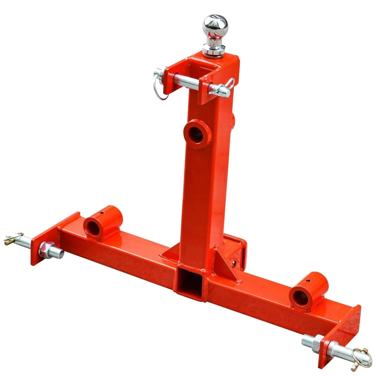 YITAMOTOR 3 Point Trailer Hitch for Category 1 Tractors, 3000 lbs 3-Point Tow Hitch with 2" Receiver, Gooseneck Ball & Hay Spear Attachment