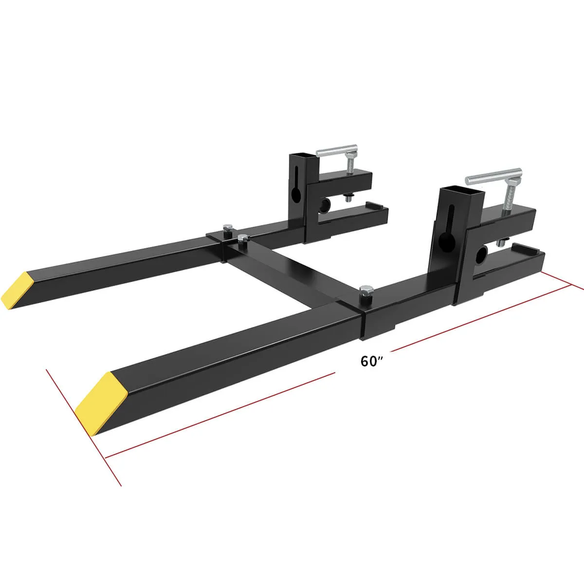 YITAMOTOR 4000 LBS Clamp-On 60" Pallet Forks with Adjustable Stabilizer Bar, Heavy-Duty Bucket Forks for Tractor Loader & Skid Steer