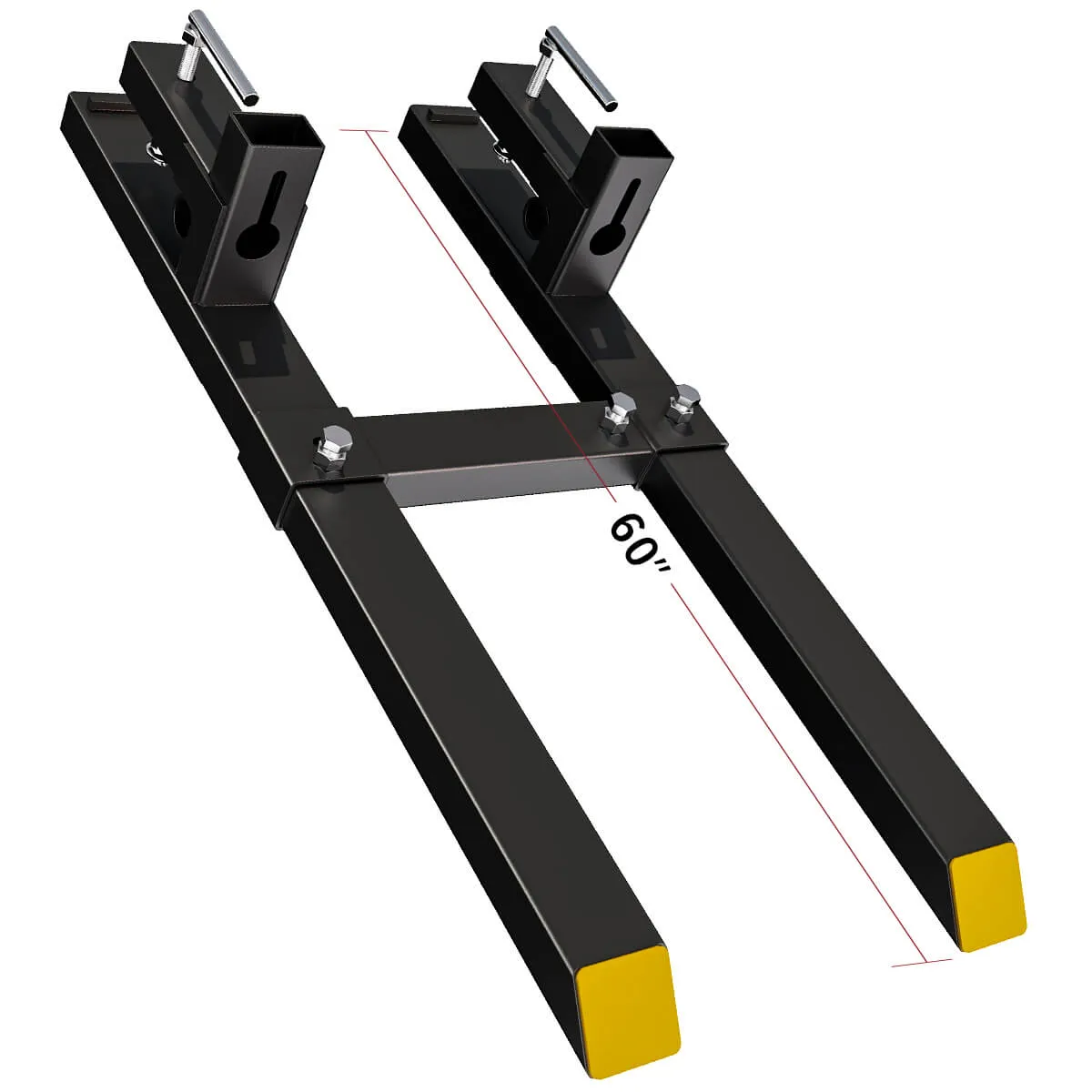 YITAMOTOR 60" Clamp-On Pallet Forks, 2000 LBS Heavy-Duty Bucket Forks with Adjustable Stabilizer Bar, Tractor & Loader Attachment