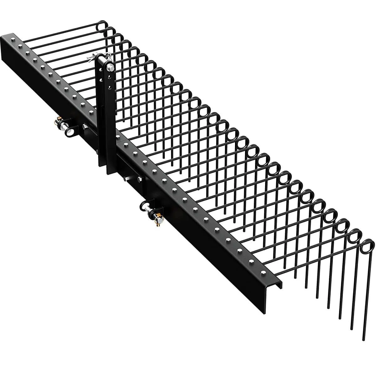 YITAMOTOR 3 Point 72" Steel Pine Straw Landscaping Rake, 32 Spring Steel Tines for Cat-0 & Cat-1 Tractors