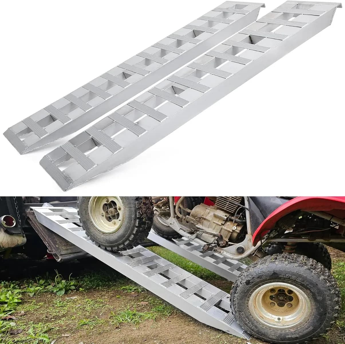 YITAMOTOR 2PCS 6000 LBS Aluminum Trailer Ramps, 84" x 14" Loading Ramps for Cars, ATVs, UTVs, Trucks & Mowers, Knife & Hook Ends