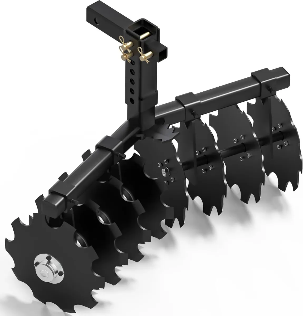 YITAMOTOR 32" Disc Plow Harrow for ATV UTV, Tow-Behind Cultivator with Universal 2" Receiver Hitch, Adjustable Height Soil Tiller for Gardening & Land