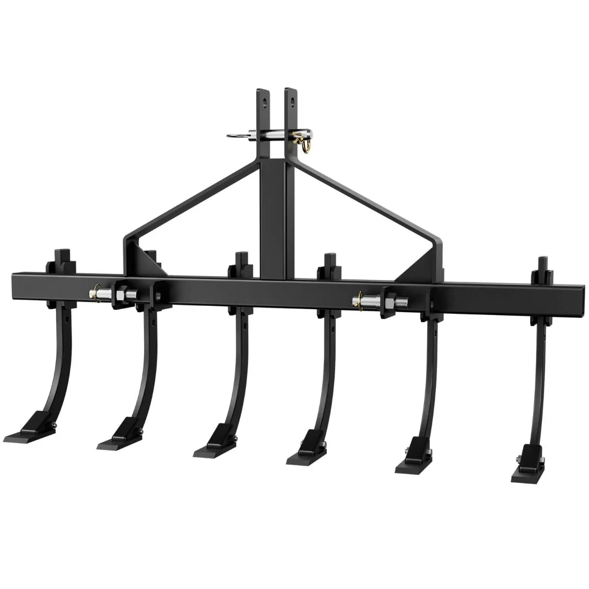 YITAMOTOR Detachable Scarifier Cultivator with 6 Adjustable Shanks, Mounting Brackets for Category 0 & 1 Tractors, Heavy Duty Carbon Steel