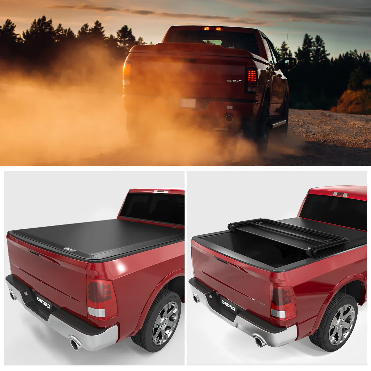 OEDRO 6.4ft Soft Tri-Fold Truck Bed Tonneau Cover for 2002-2026 Dodge Ram 1500 (Inclu. Classic & New), 2003-2026 Dodge Ram 2500 3500 w/o Ram Box