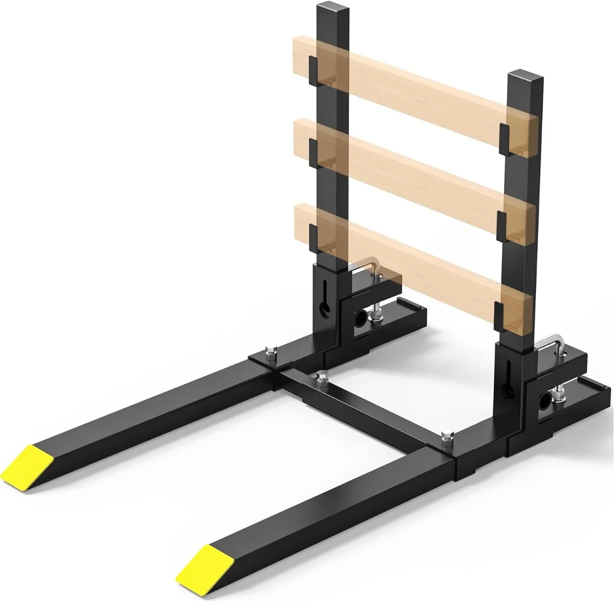 YITAMOTOR 60" 4000 lbs Clamp-On Pallet Forks for Tractor Bucket, Heavy-Duty Bucket Forks with Adjustable 18"-34" Stabilizer Bar & Anti-Rollback Protec