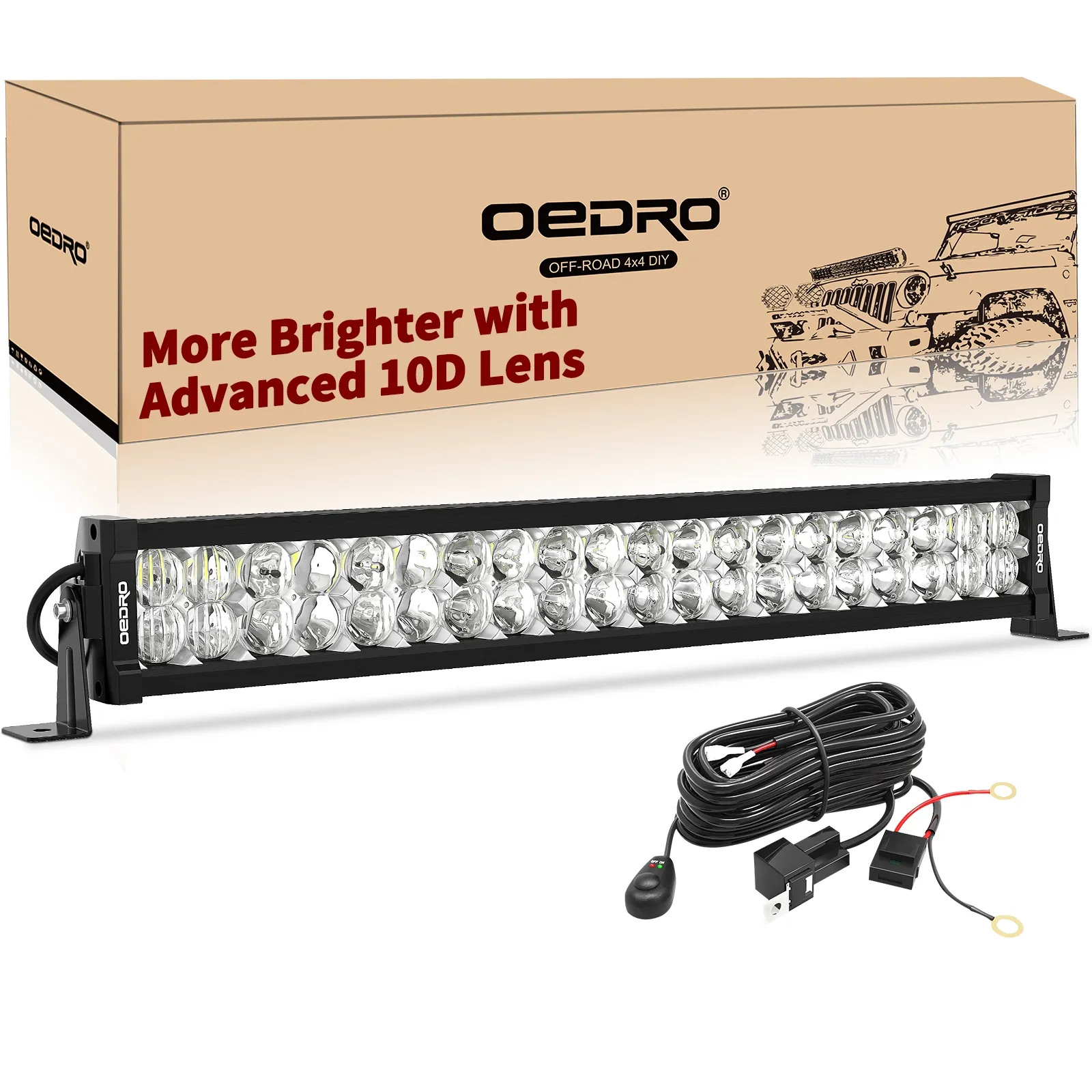 OEDRO 22" 250W 17500LM LED Light Bars Spot Flood Combo Light with Wiring Harness