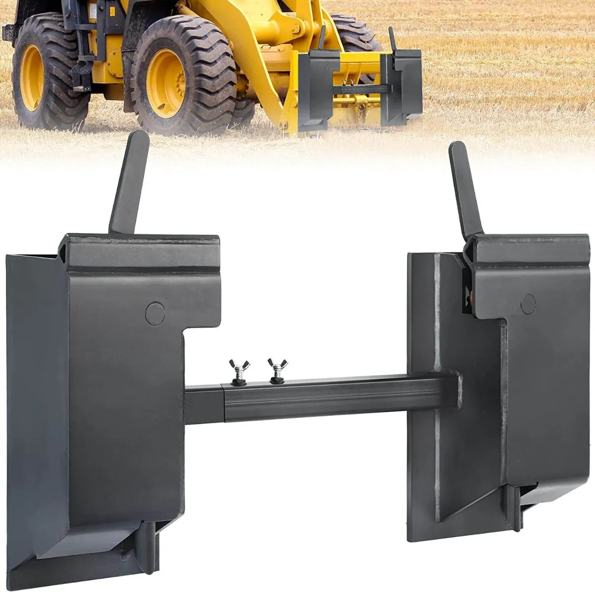 YITAMOTOR Adjustable Skid Steer Quick Attach Adapter Plate, 4000 lbs Universal Quick Tach Conversion Mount with 12" Adjustable Cross Brace