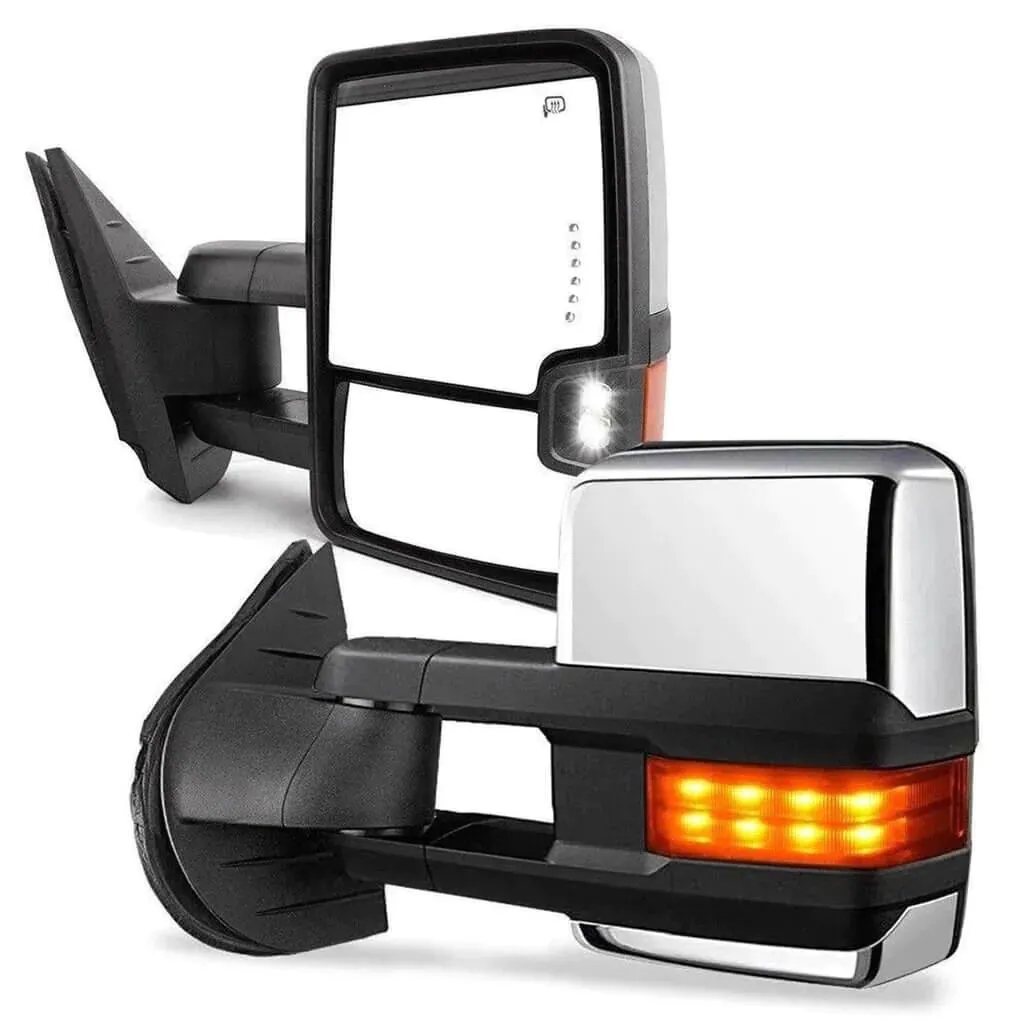 YITAMOTOR Chrome Tow Mirrors for 2007-2013 Silverado Sierra | Heated LED
