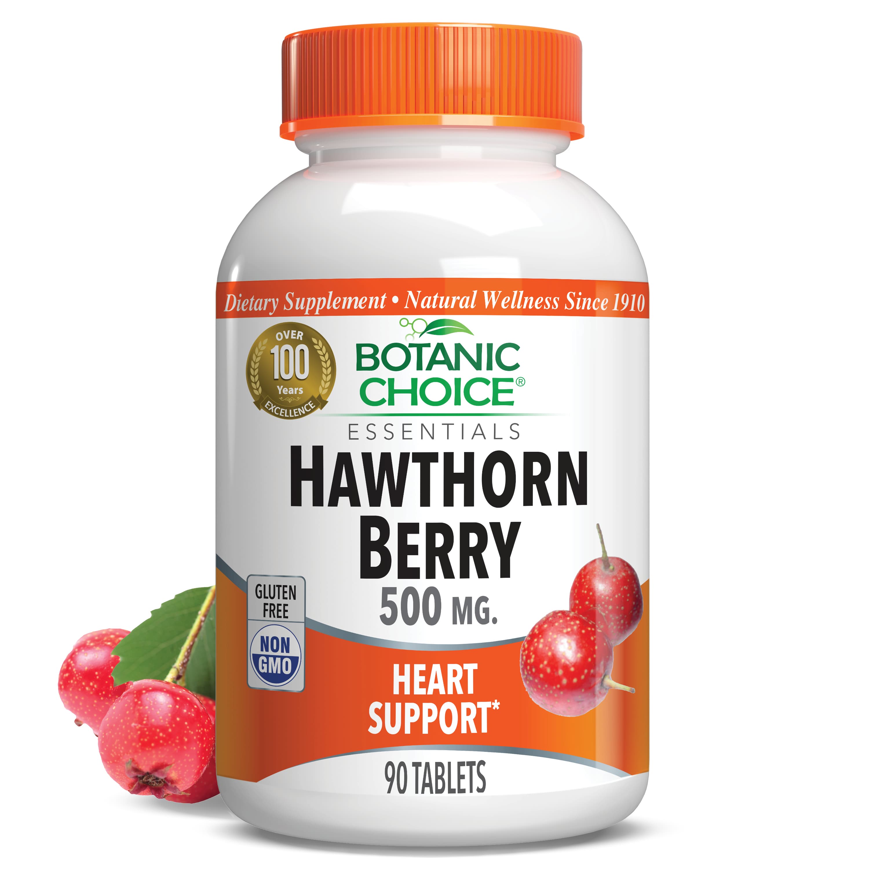 Hawthorn Berry 500 mg - Blood Pressure Support Supplement - 90 Tablets