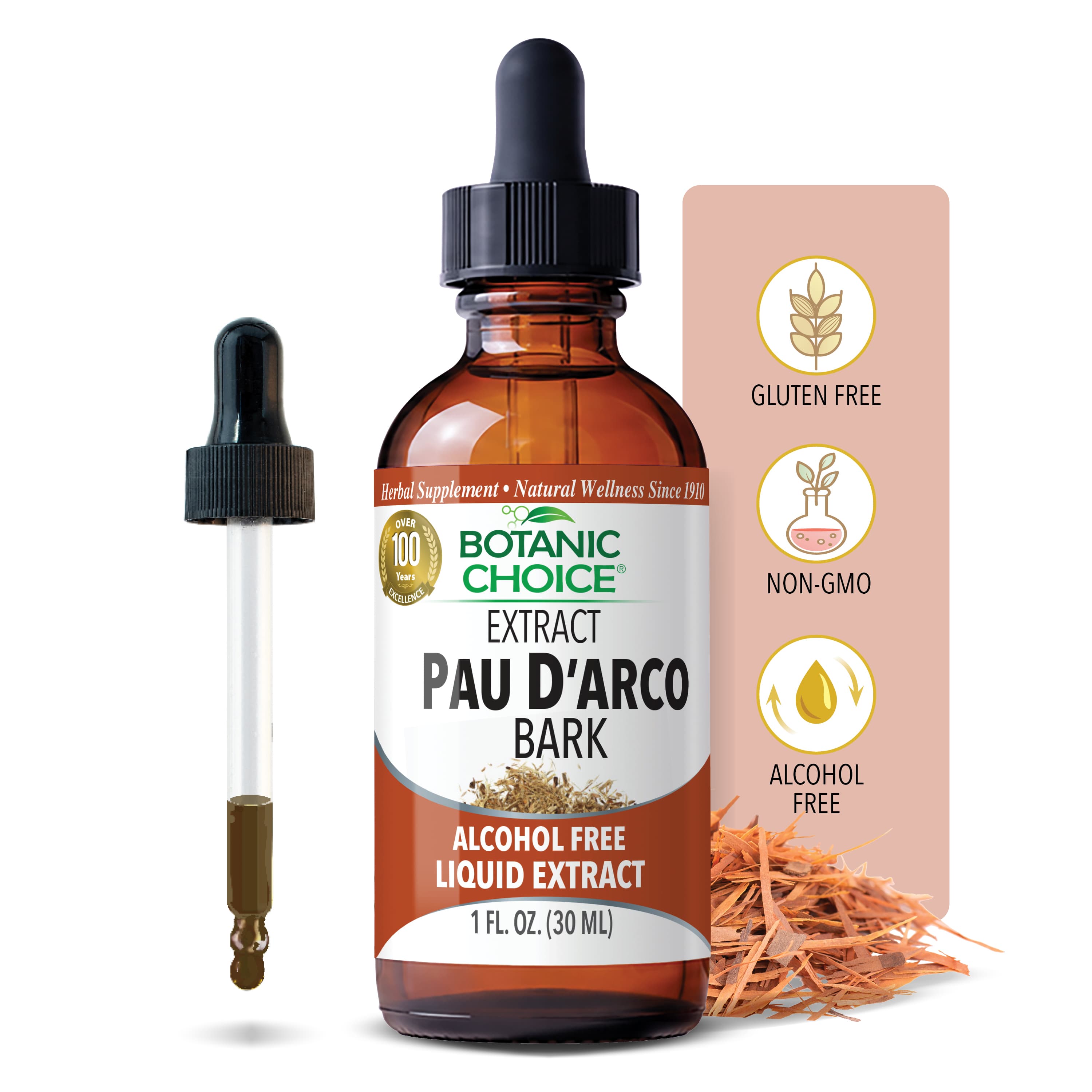 Pau D'Arco Bark Liquid Extract - Immune System Support Supplement - 1 Oz