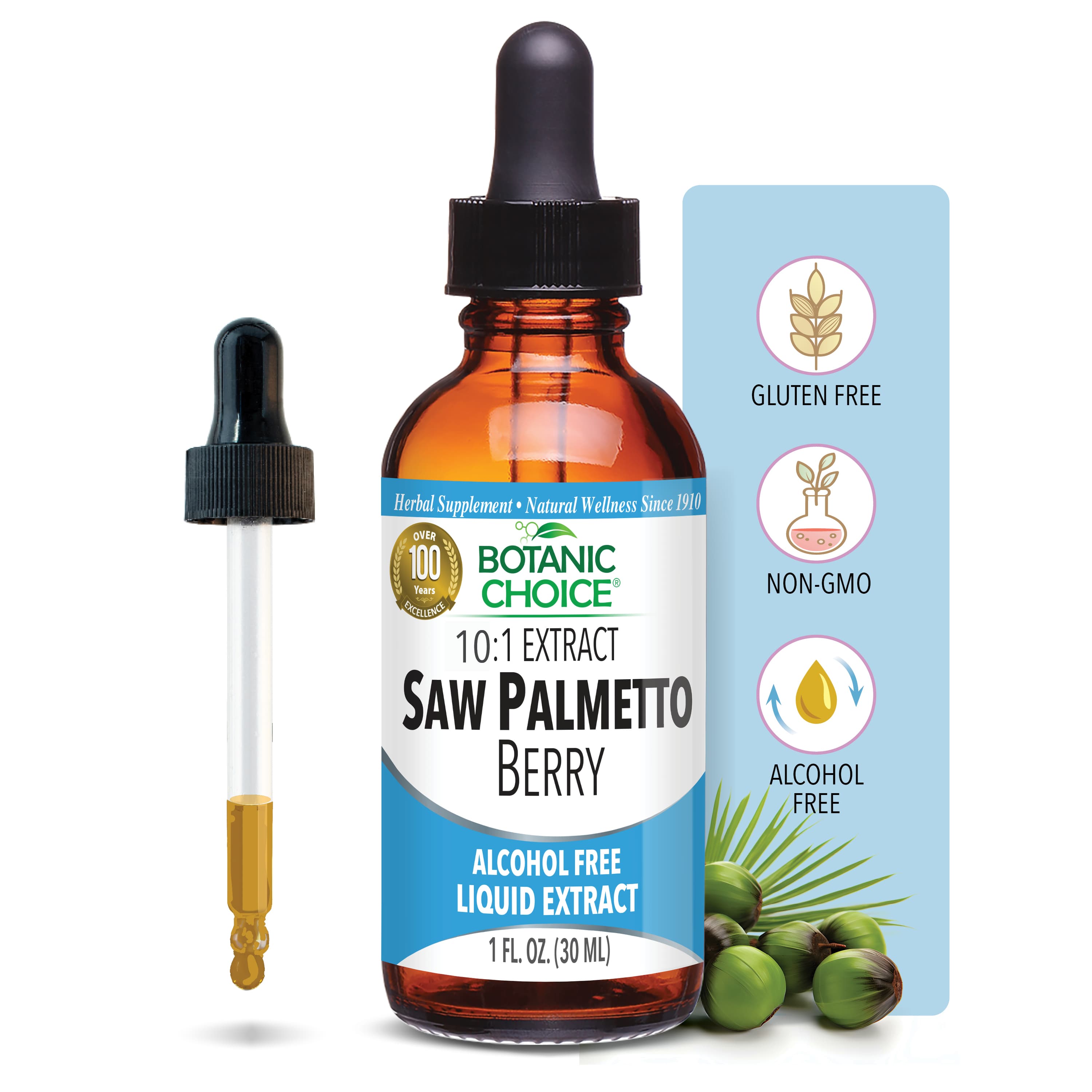 Saw Palmetto Berry Liquid Extract - Urinary Support Supplement - 1 Oz