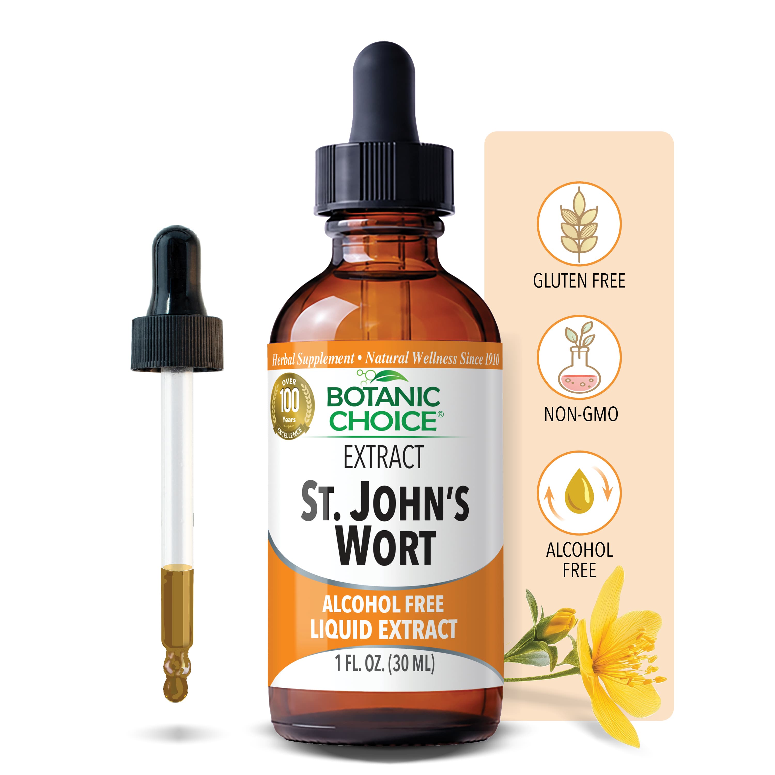 St. John's Wort Liquid Extract - Mood Support Supplement - 1 Oz