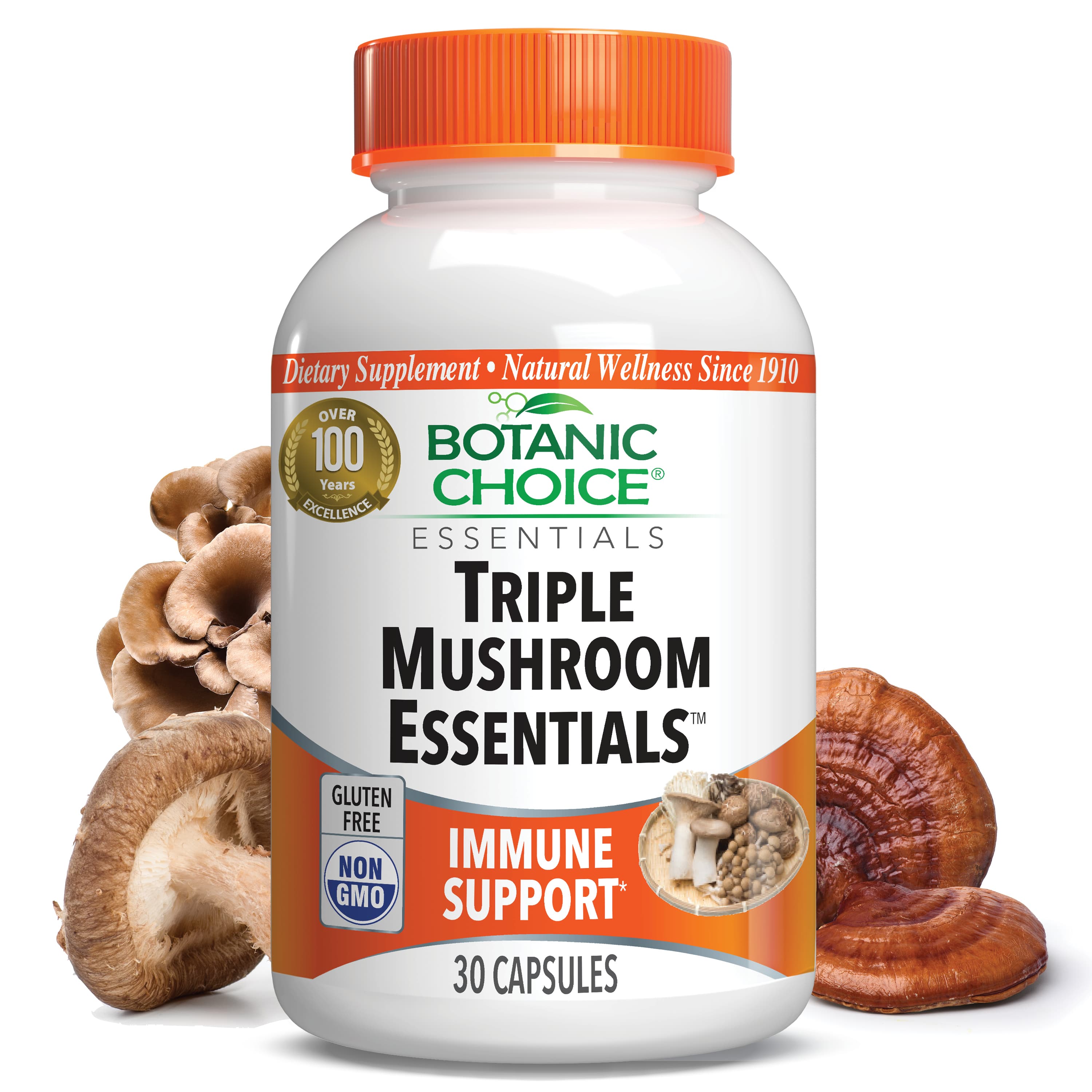 Triple Mushroom Essentials - Immune Support Supplement - 30 Capsules