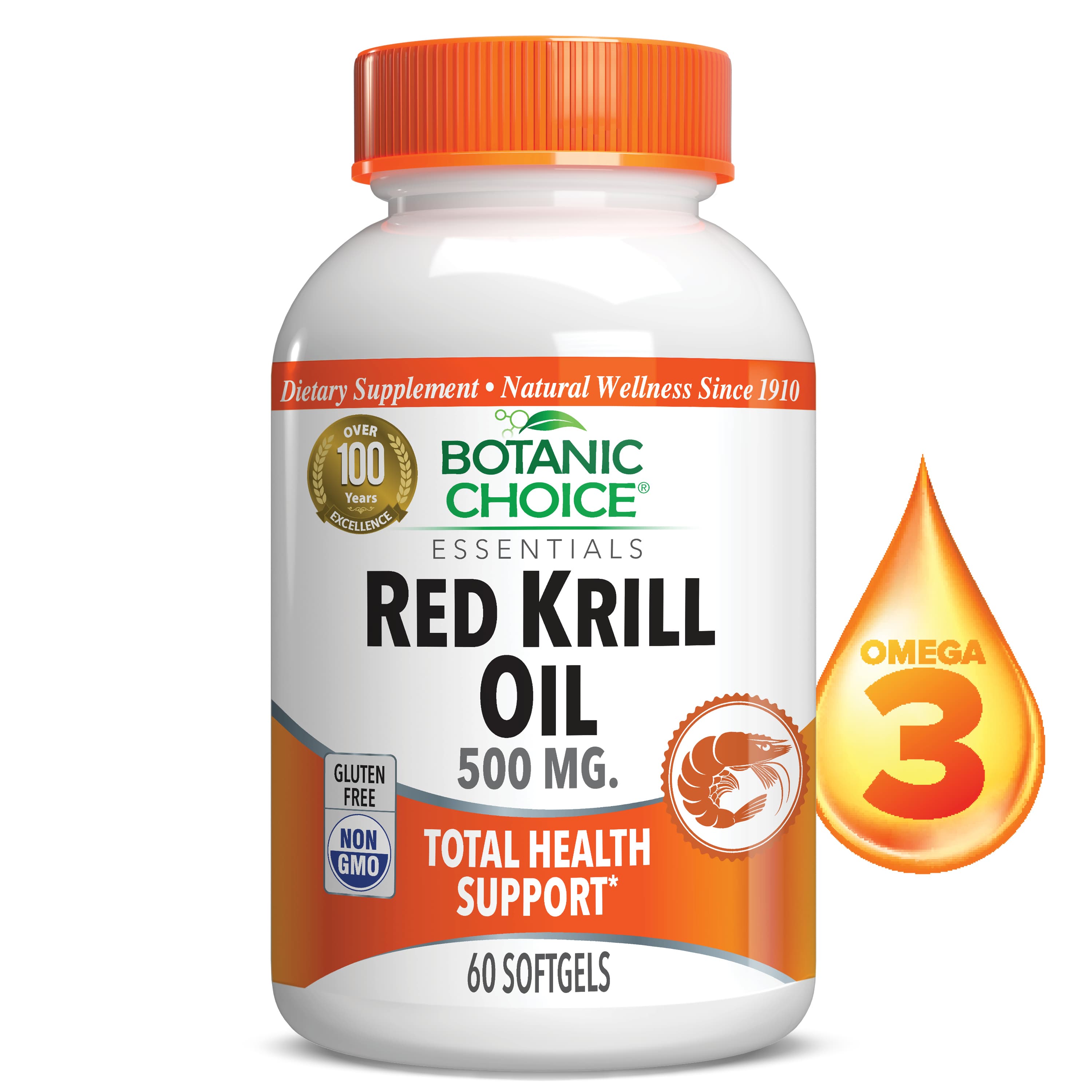 Red Krill Oil 500 mg - Essential Fatty Acids Support Supplement - 60 Softgels