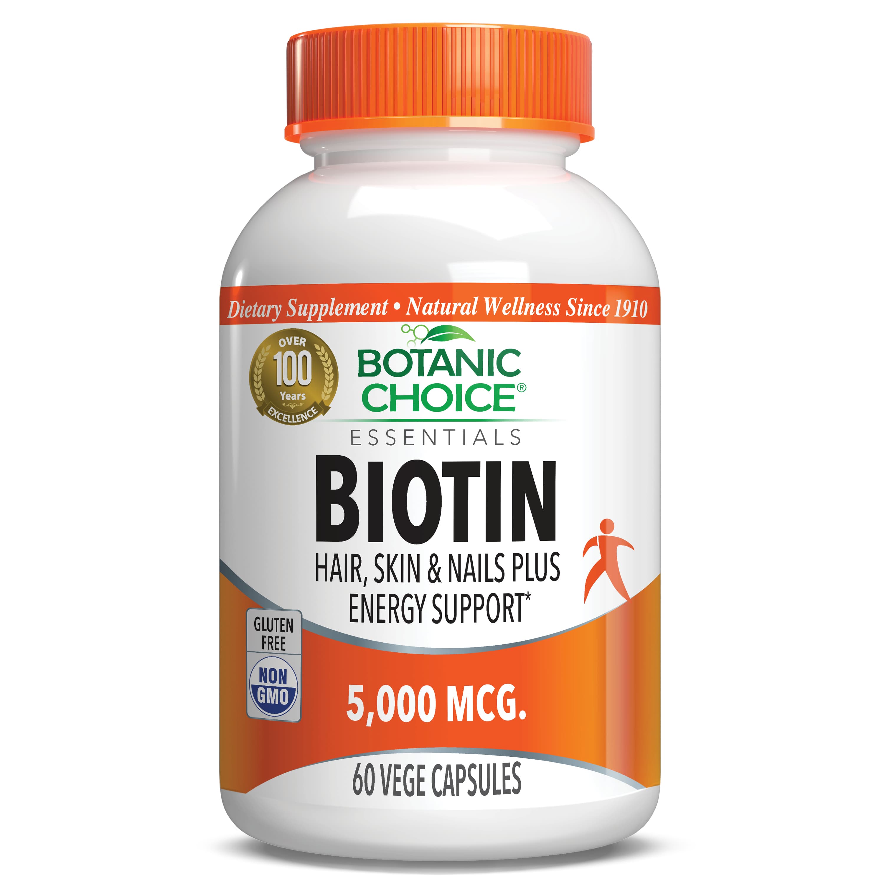 Biotin 5000 mcg - Energy Support Supplement - 60 Vegetarian Capsules